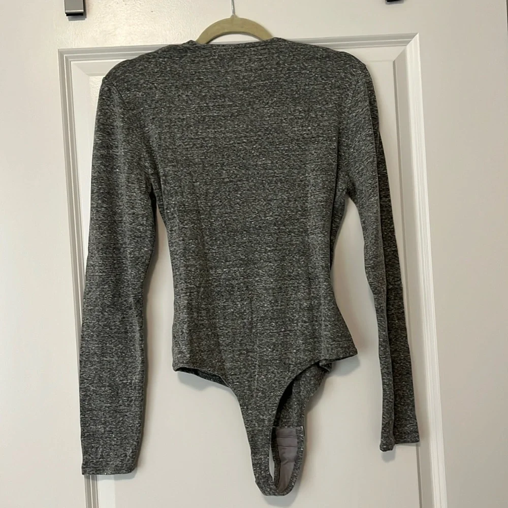 NWT Madewell Wrap Thong Bodysuit - Size L - Hthr Smoke - Picture 2 of 6